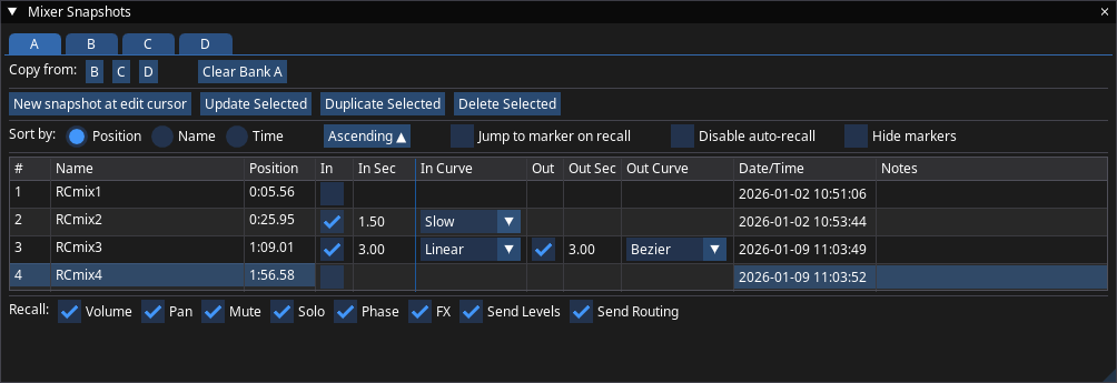 Mixer Snapshot Manager