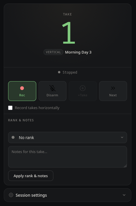 Record Panel Web Interface